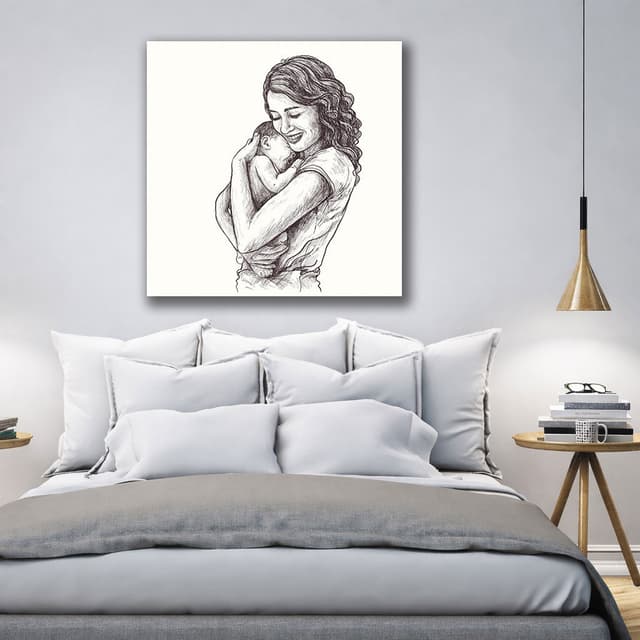 Silhouette Mother and Baby Wall Art