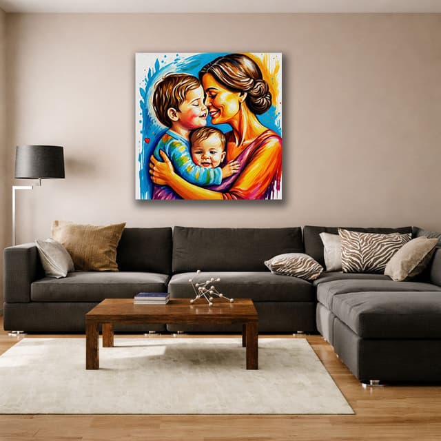 Classic Mother and Child Framed Canvas