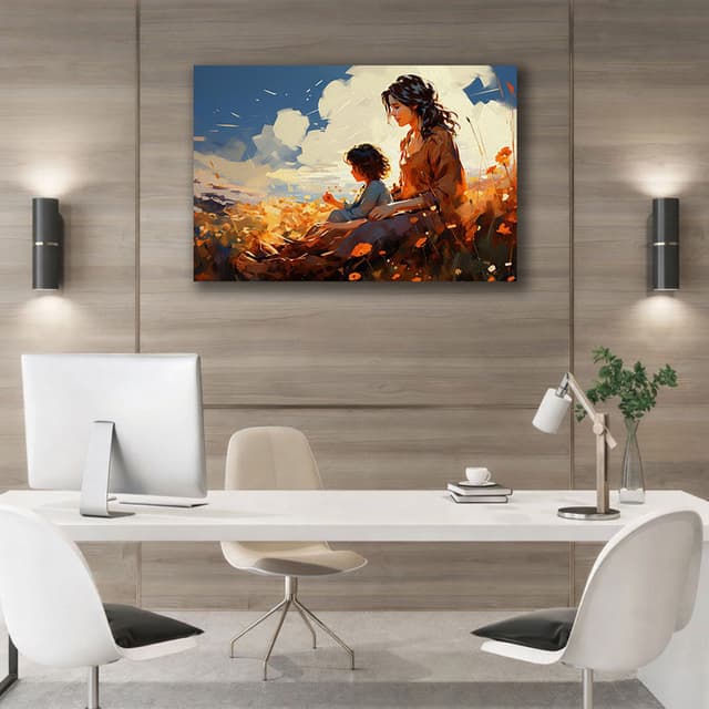 Watercolor Mother and Child Canvas