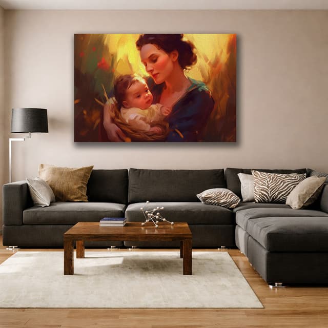 Boho Style Mother and Baby Canvas