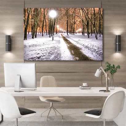 Winter Snow Covered Forest Road - Big Canvas Art