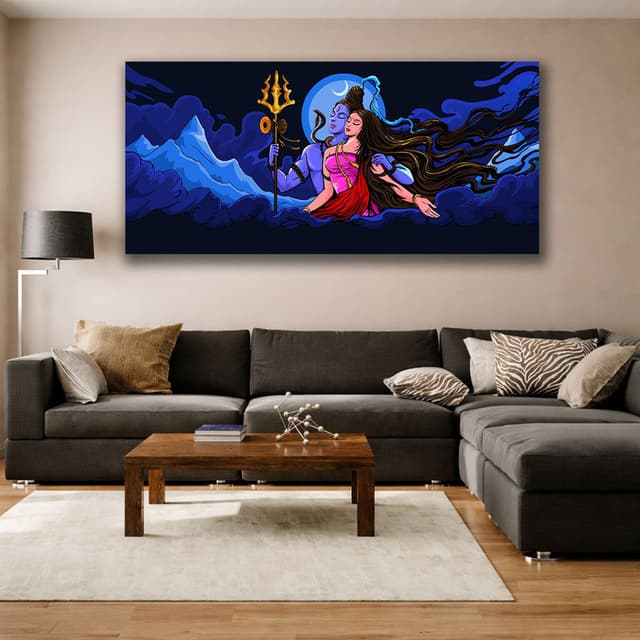 Framed Canvas Prints: Shiv Parvati Blessing