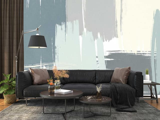 Minimalist Sage & Slate Paint Brushstroke Wallpaper Mural