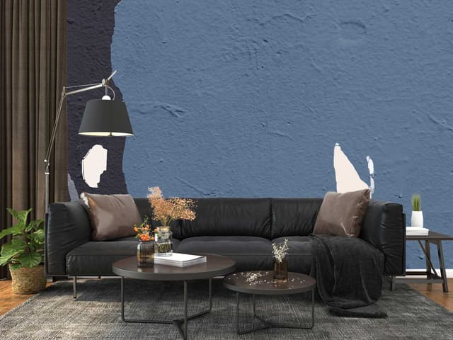 Modernist Slate Blue & Charcoal Geometric Abstract Wallpaper